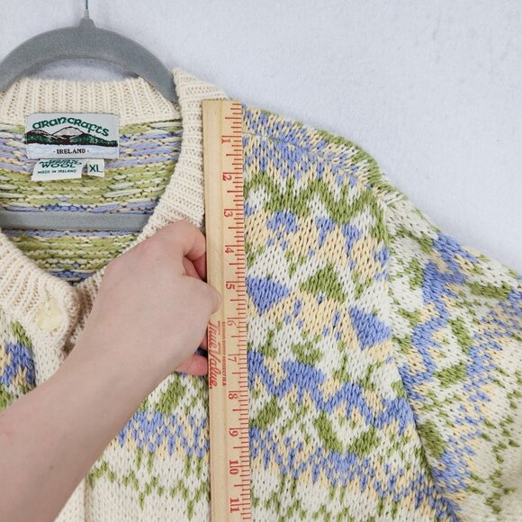 Aran Crafts Sweater Womens XL Cream Merino Wool Cable Knit Cardigan Ireland - Picture 6 of 12